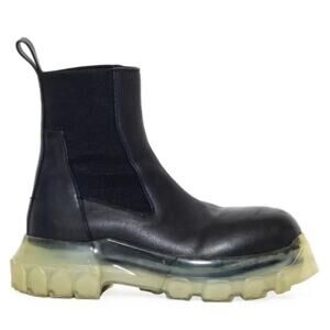 Rick Owens SS21 Beatle Bozo Tractor Boots IT 38 Black Leather Ankle Rubber Sole